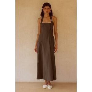 Seven Wonders Astrid Halter Midi Dress	in Chocolate Brown M	Quiet Luxury Chic